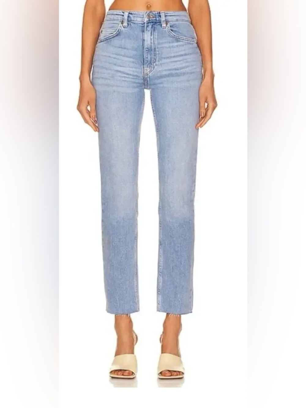 RE/DONE Jeans High Rise 70s Orginals Straight Sanded Blue Size 30